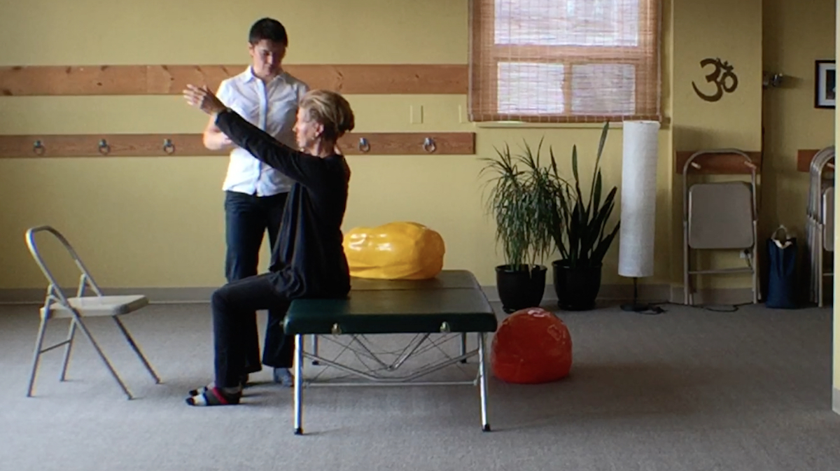 Book Feldenkrais lesosns with Gisele - here she is giving a private lesson (Functional Integration lesson) in the Feldenkrais Method in Winnipeg, Manitoba studio.