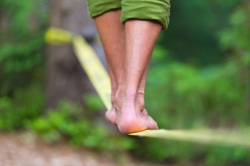 Slacklining is a practice in balance